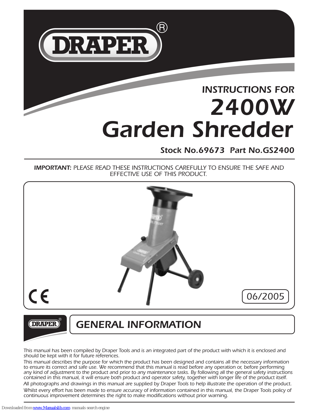 Draper GS2400, 69673 Instructions Manual - ManualMachine.com