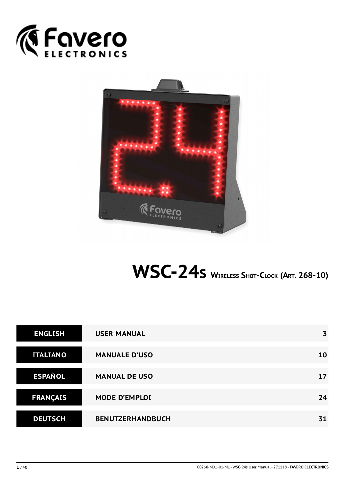 Favero Electronics WSC-24S User Manual - ManualMachine.com