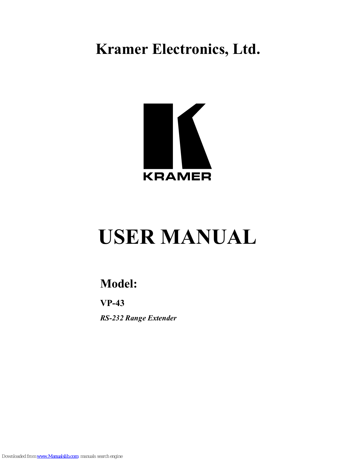 Kramer VP-43 User Manual - ManualMachine.com