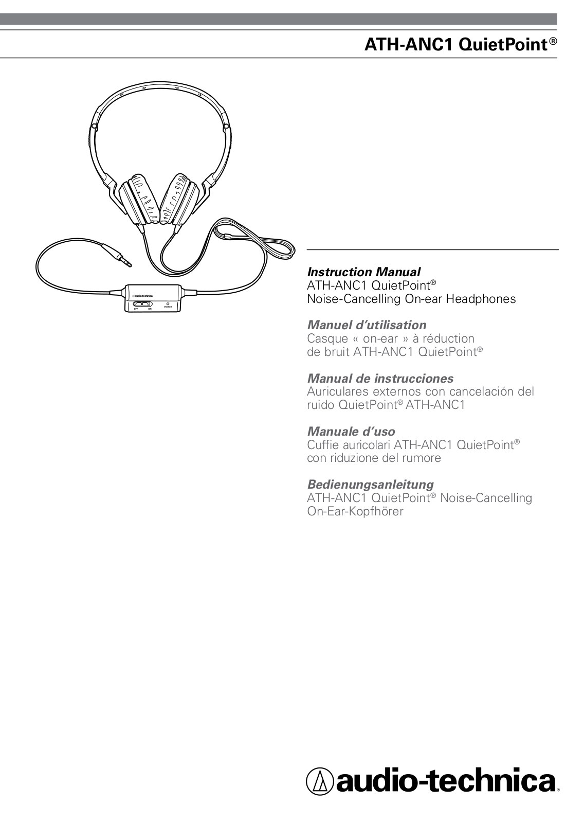 Audio Technica ATH-ANC1 QuietPoint Instruction Manual