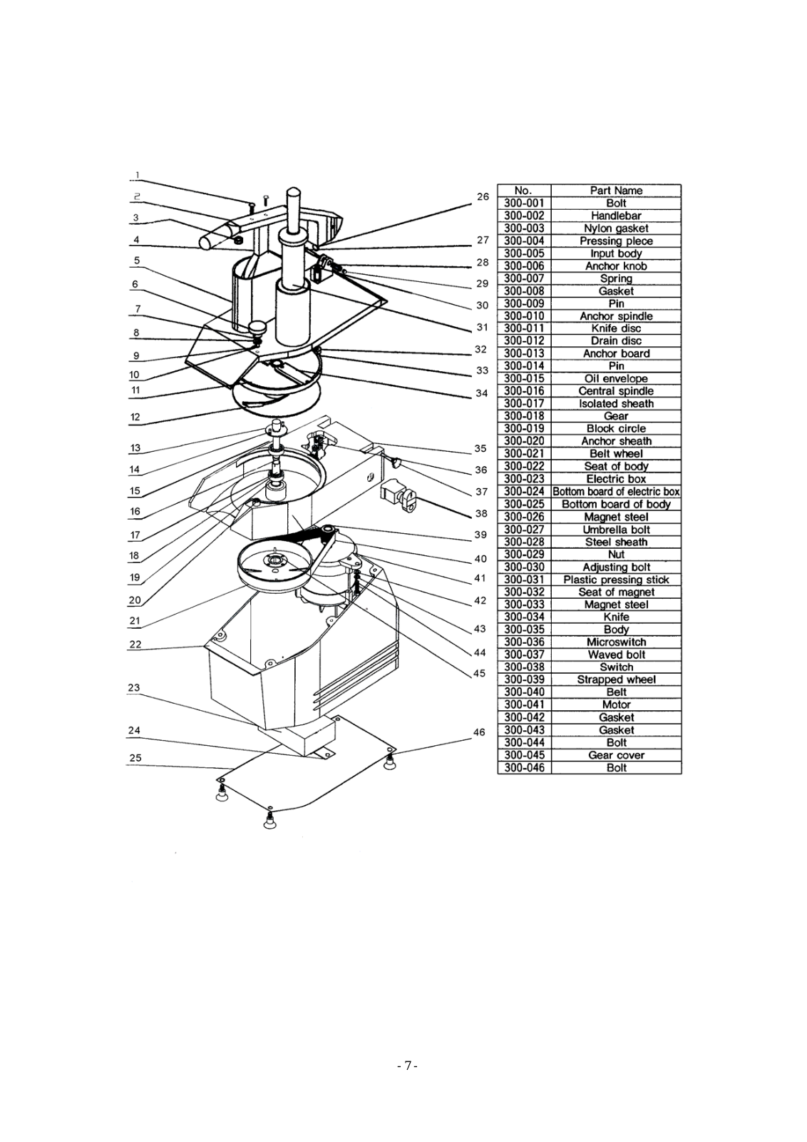 General GSV-112 PARTS LIST