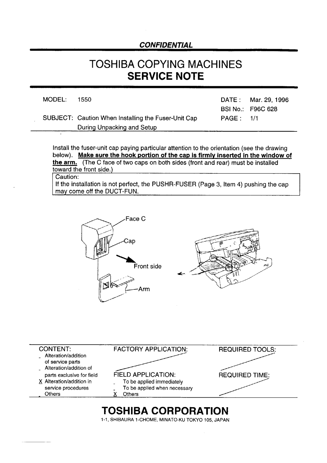 Toshiba f96c628 Service Note