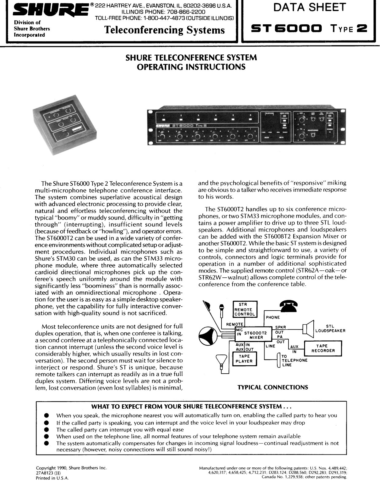 Shure ST6000 Type 2 Operating Instruction