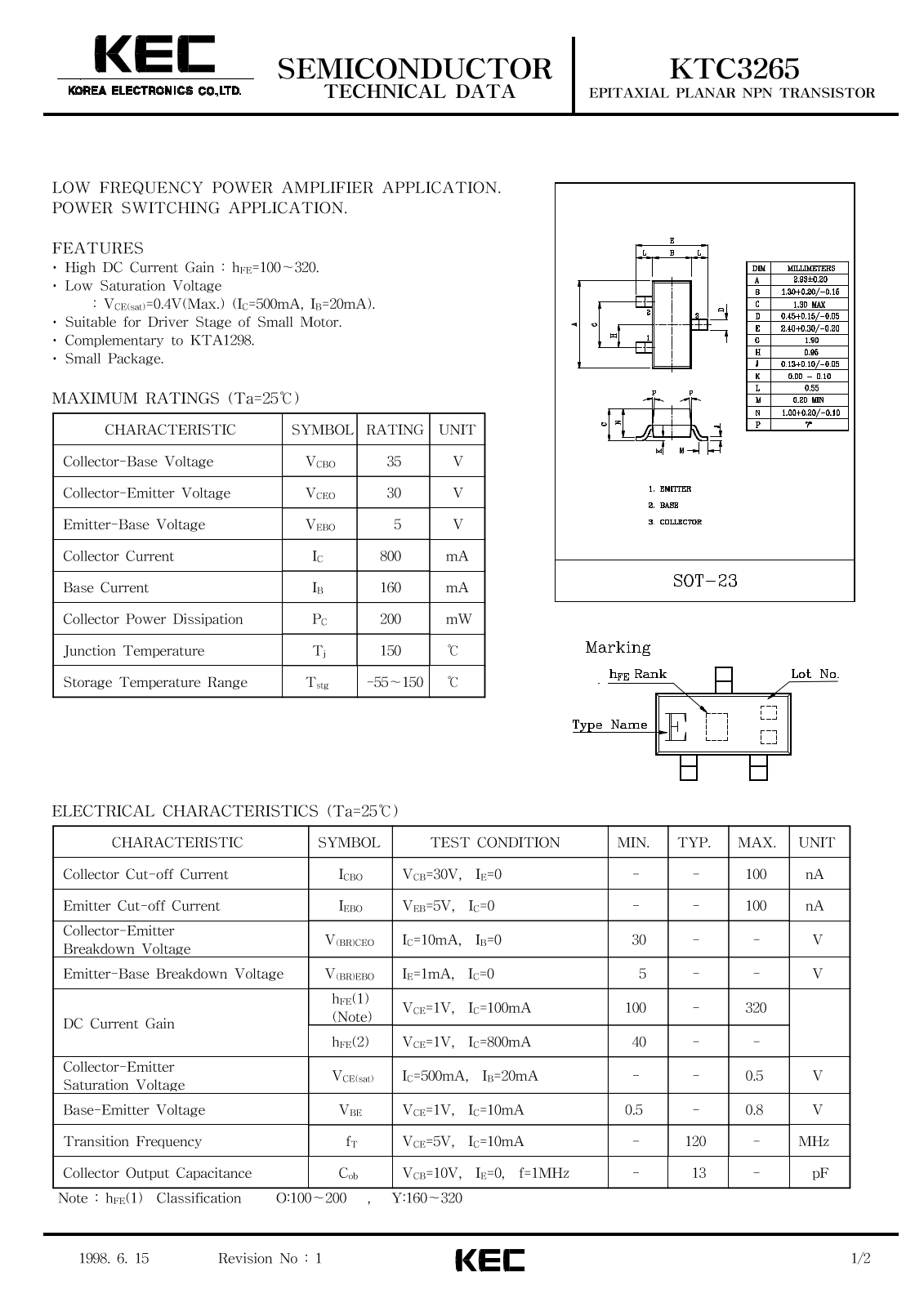 KEC KTC3265 Datasheet