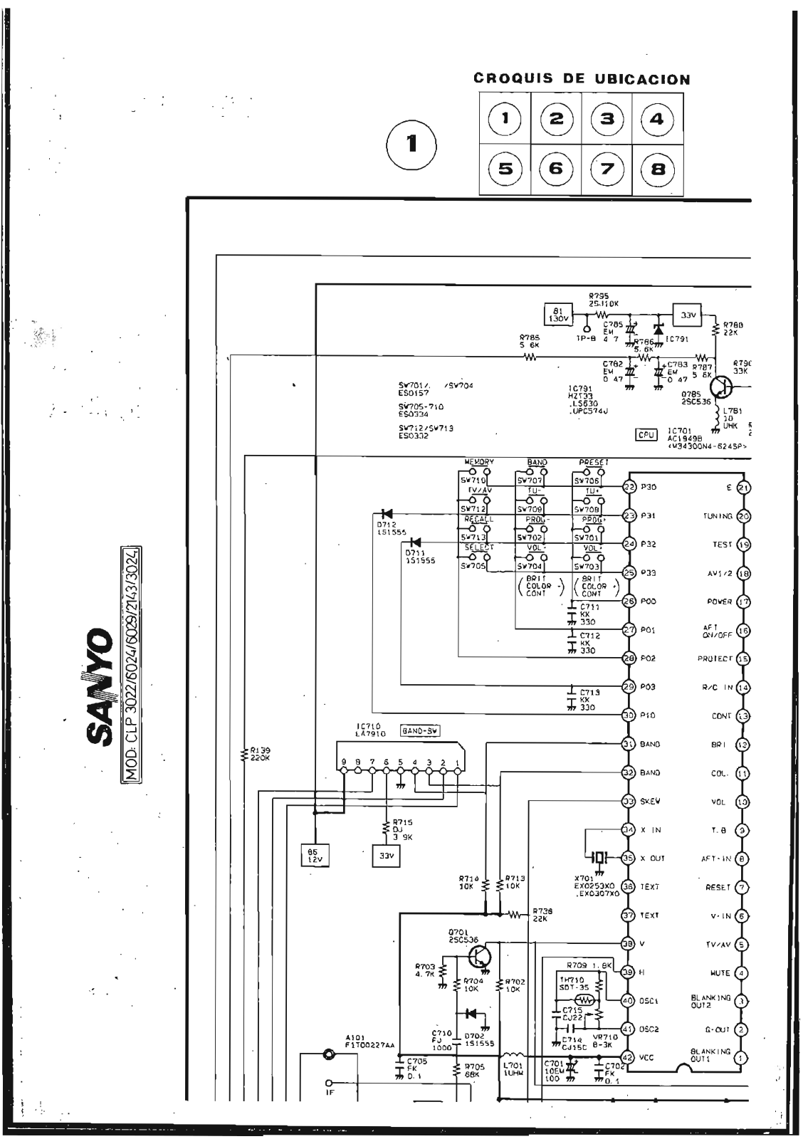 Sanyo CLP2143, CLP3022, CLP3024, CLP6024, CLP6029 Schematic