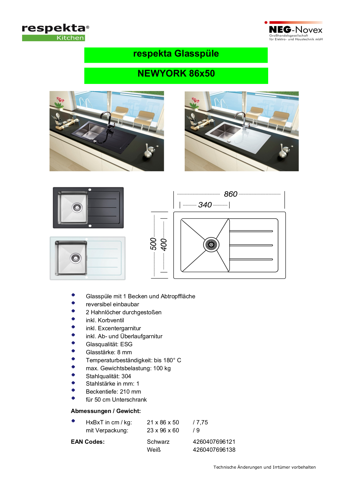 Respekta New York 86x50 Service Manual