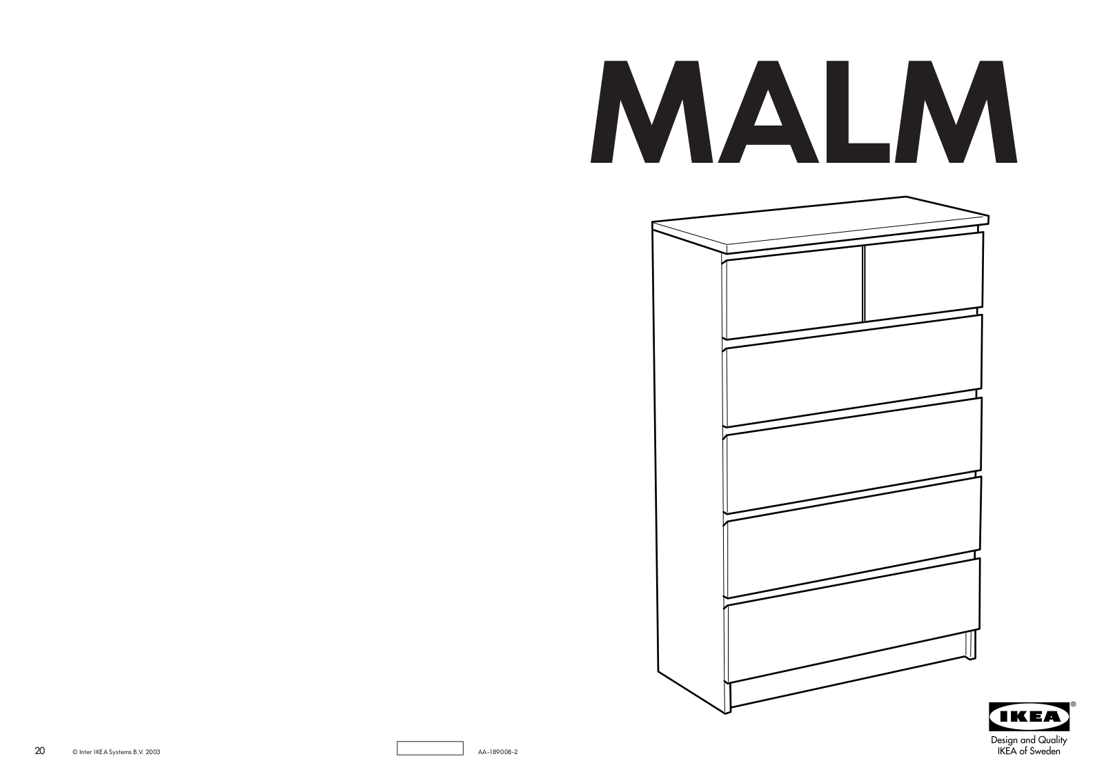 IKEA MALM CHEST W/ 6 DRAWERS 32X48 User Manual