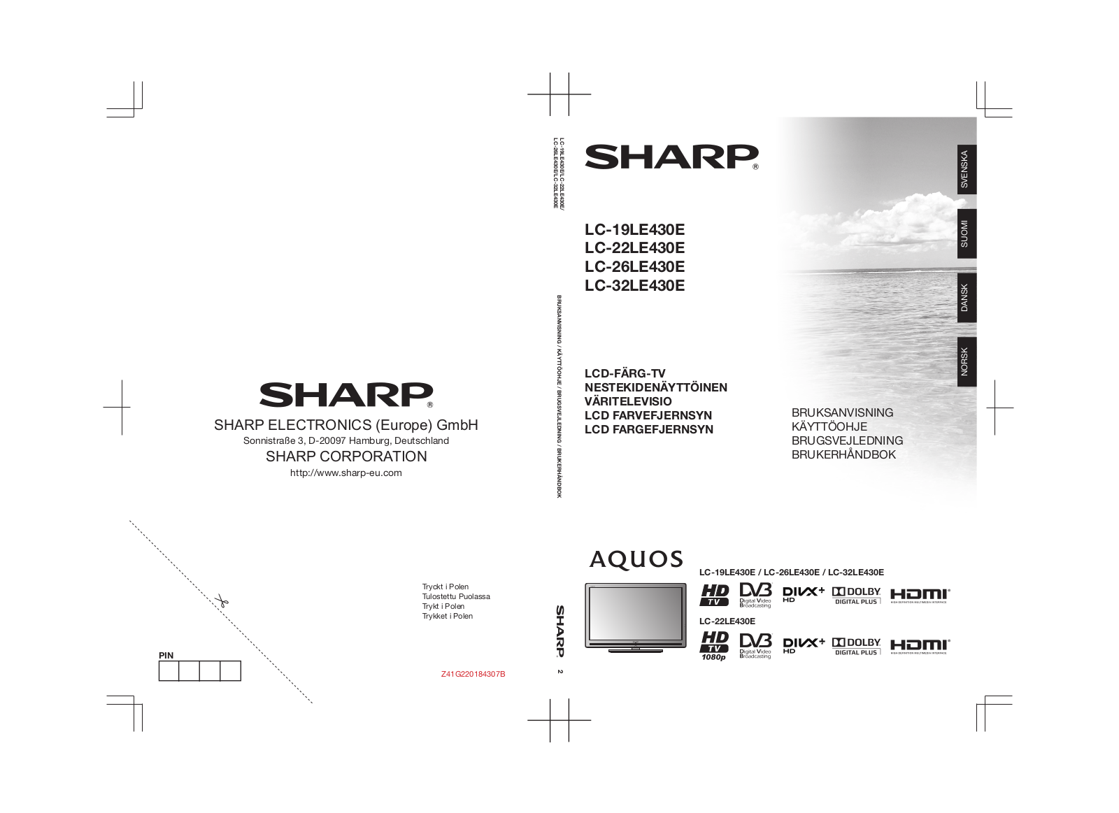 Sharp LC-22LE430E, LC-26LE430E, LC-32LE430E, LC-19LE430E User Manual