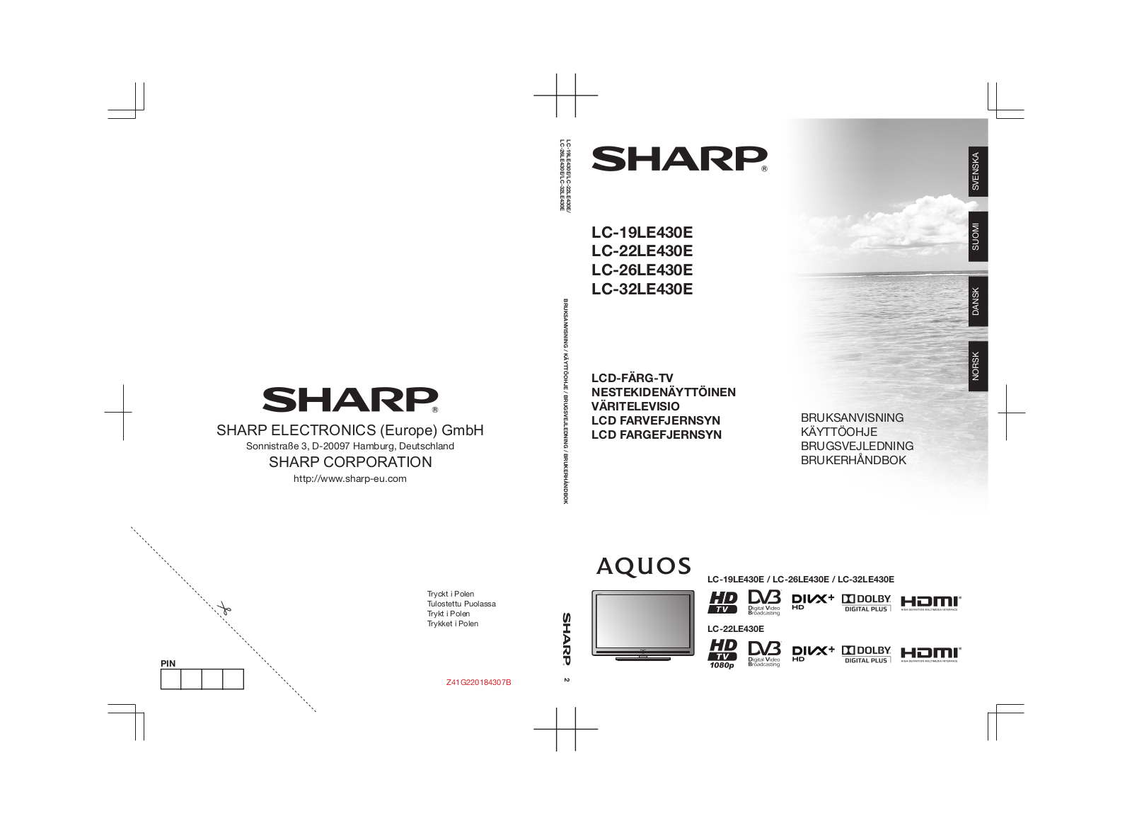 Sharp LC-22LE430E, LC-26LE430E, LC-32LE430E, LC-19LE430E Manual