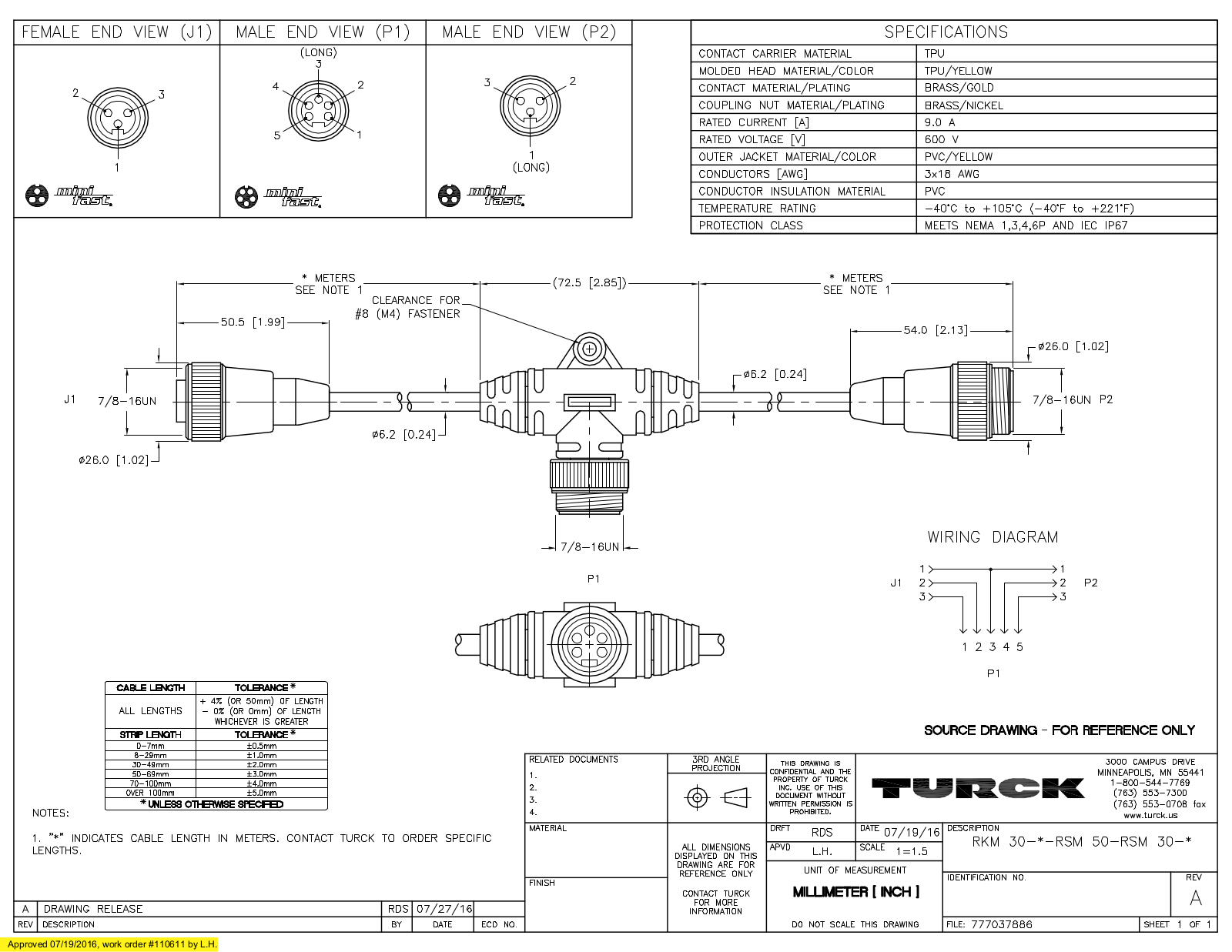 Turck RKM30-1-RSM50-RSM30-1 Data Sheet