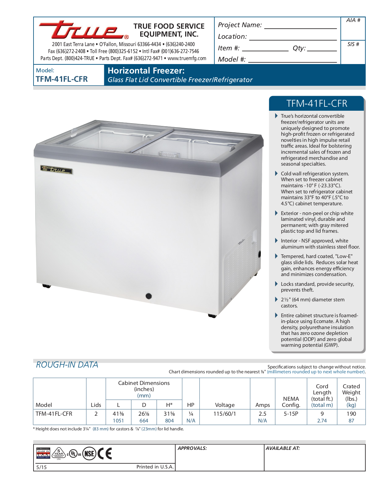 True TFM-41FL-CFR User Manual