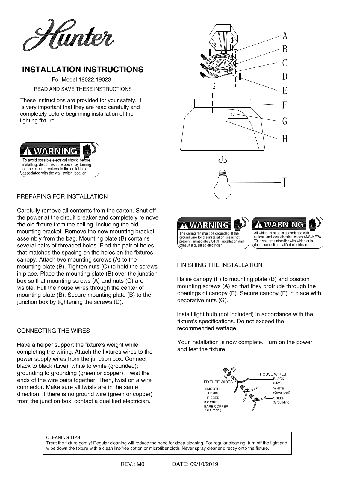 Hunter Fan HTF10159 Installation & Assembly - ManualMachine.com