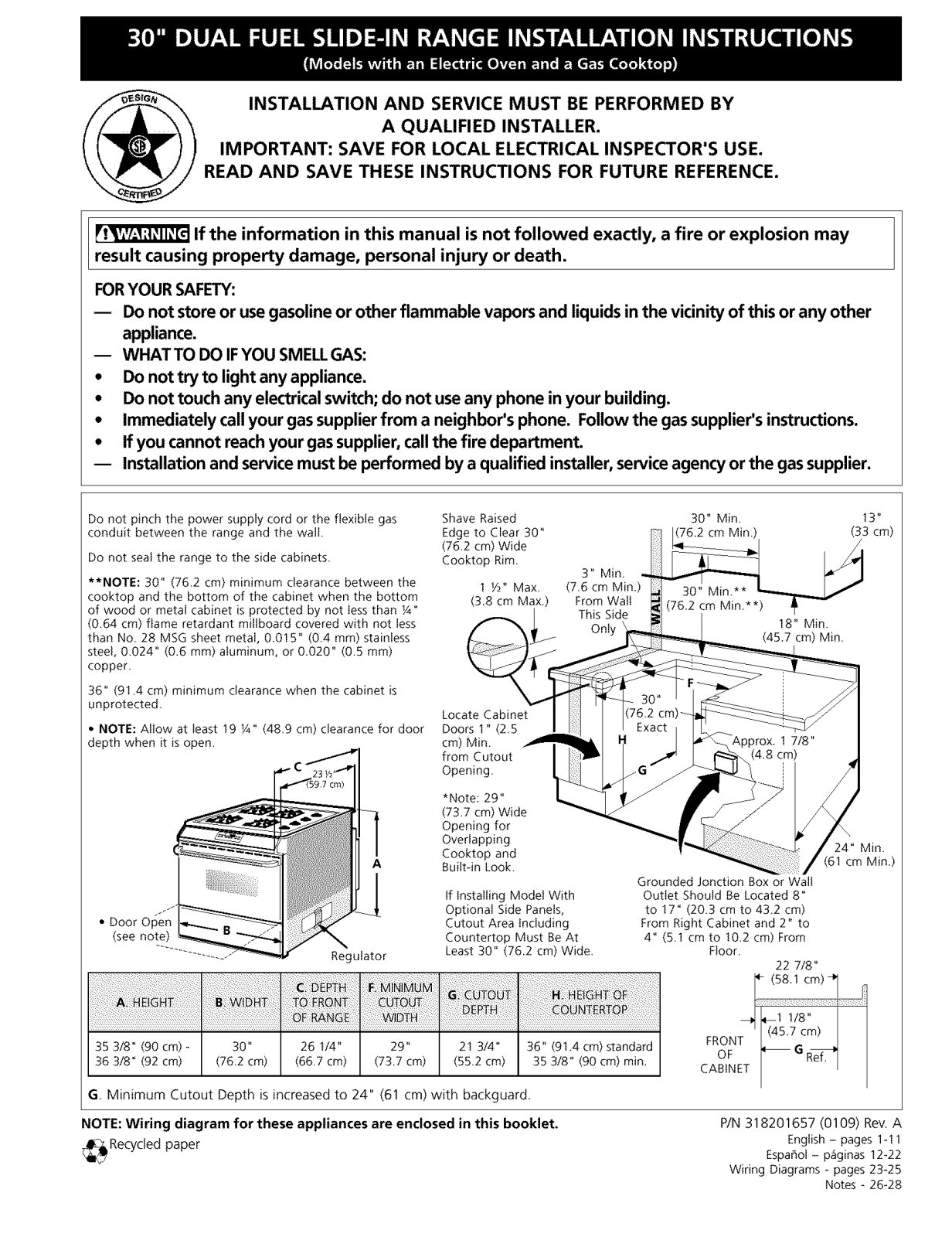 Frigidaire GLCS376CBA, PLCS389CCB Installation Guide - ManualMachine.com