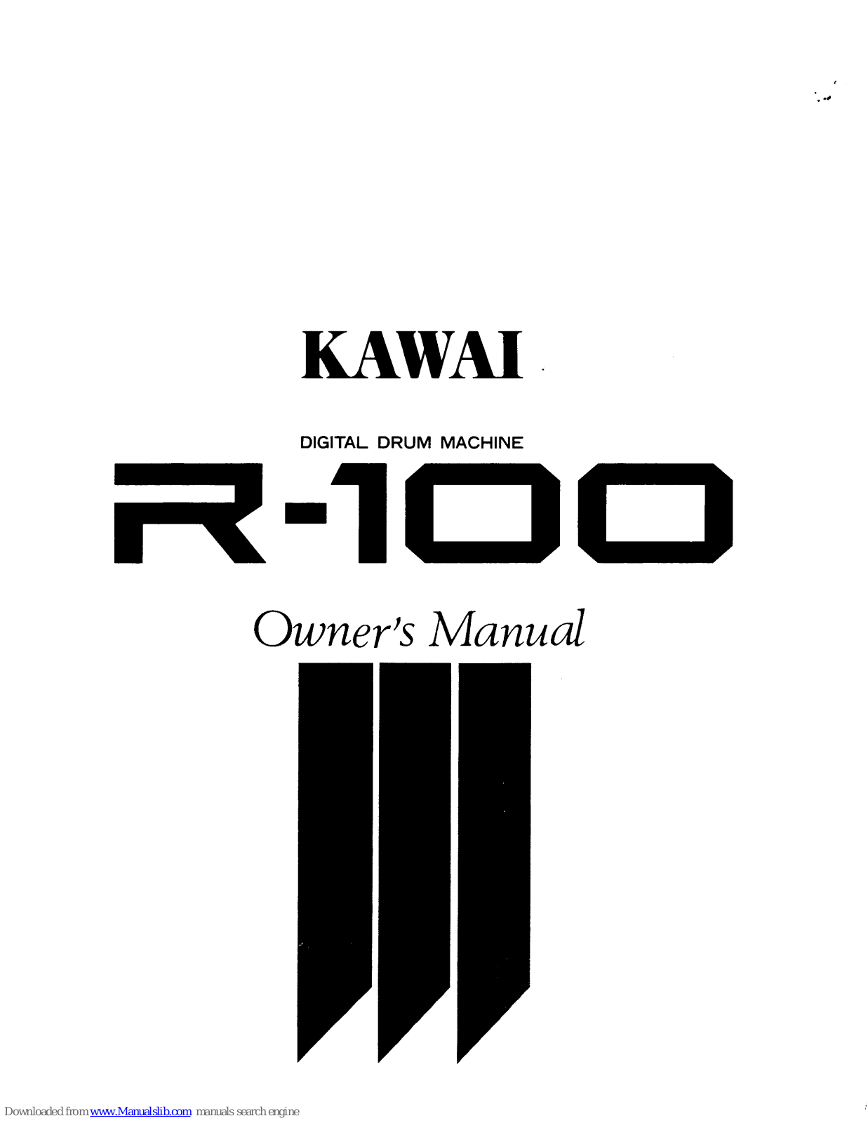 Kawai Digital Drum Machine R100 Owner's Manual