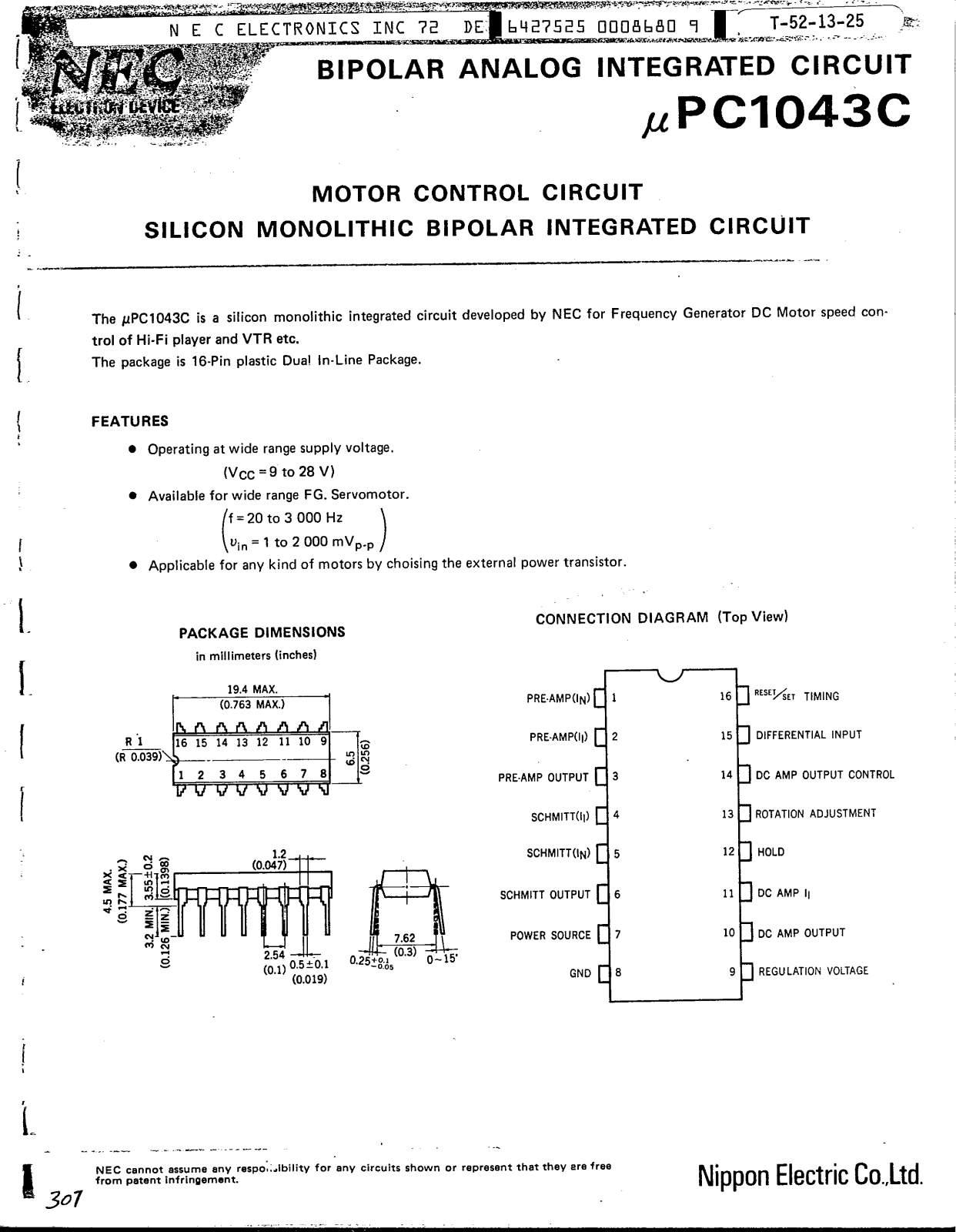 Datasheet UPC1043C Specification - ManualMachine.com