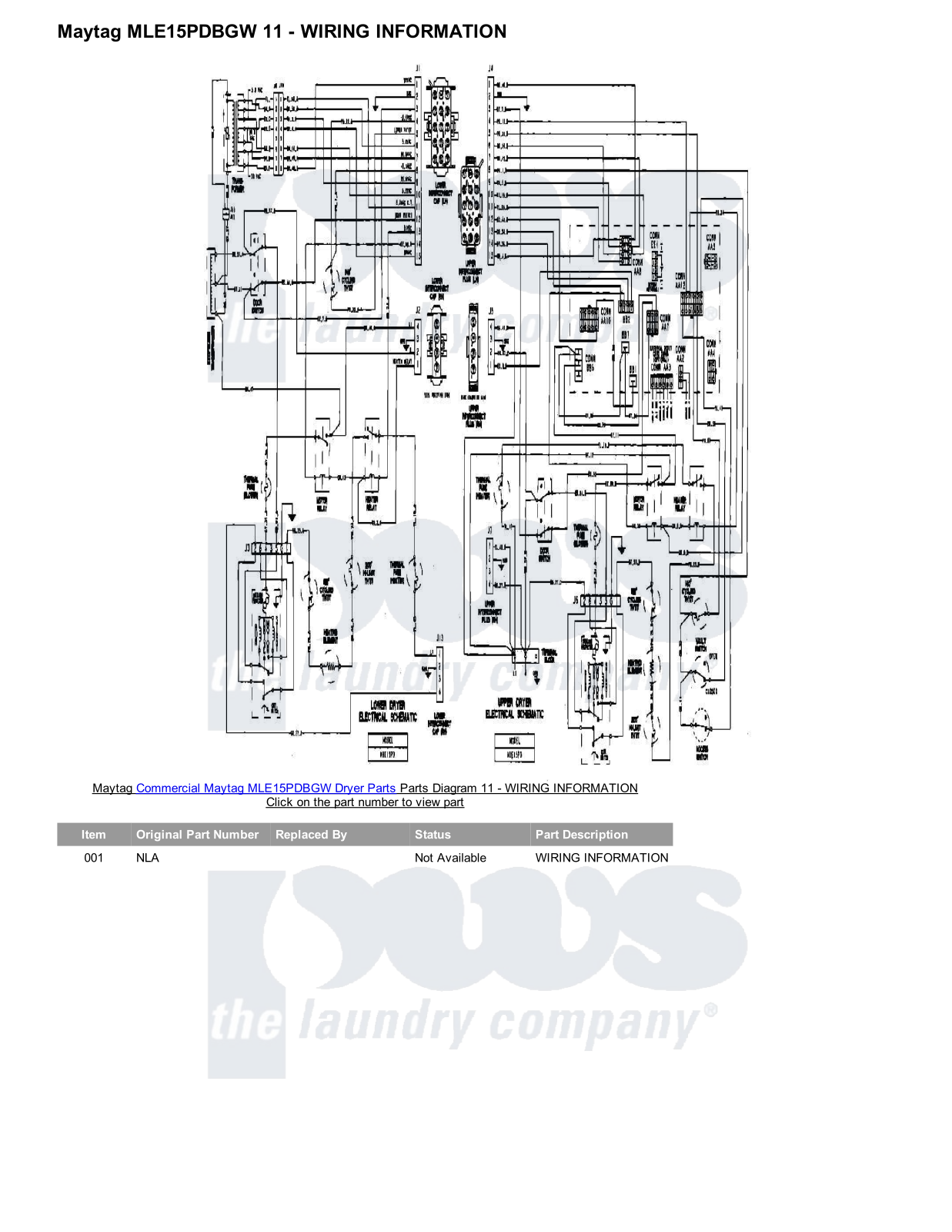 Maytag MLE15PDBGW Parts Diagram