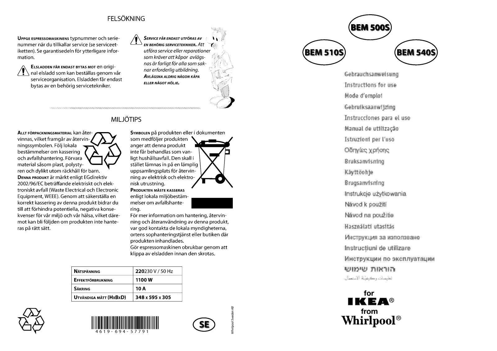 IKEA BEM 510S User Manual