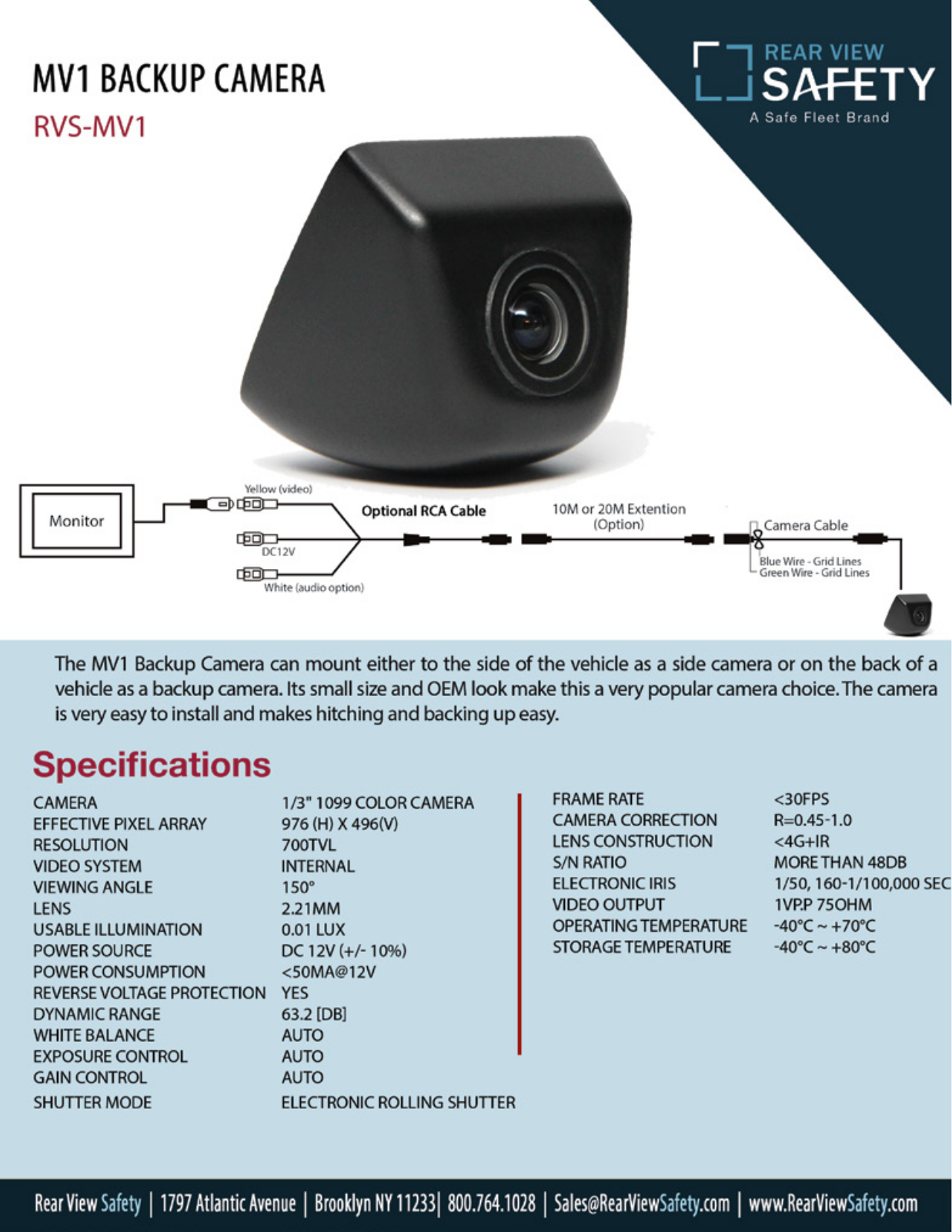 RVS Systems RVS-MV1-N-04, RVS-MV1-N-NC, RVS-MV1-R, RVS-605-R, RVS-MV1619P-NM Specsheet