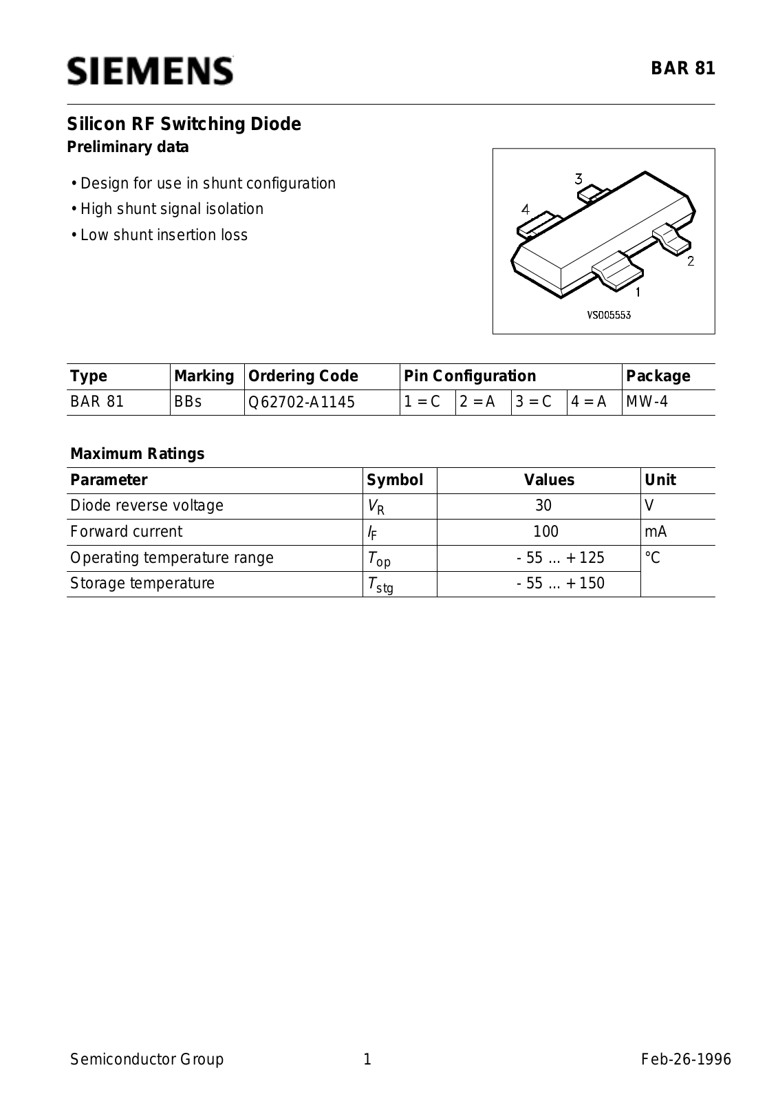Siemens BAR81 Datasheet