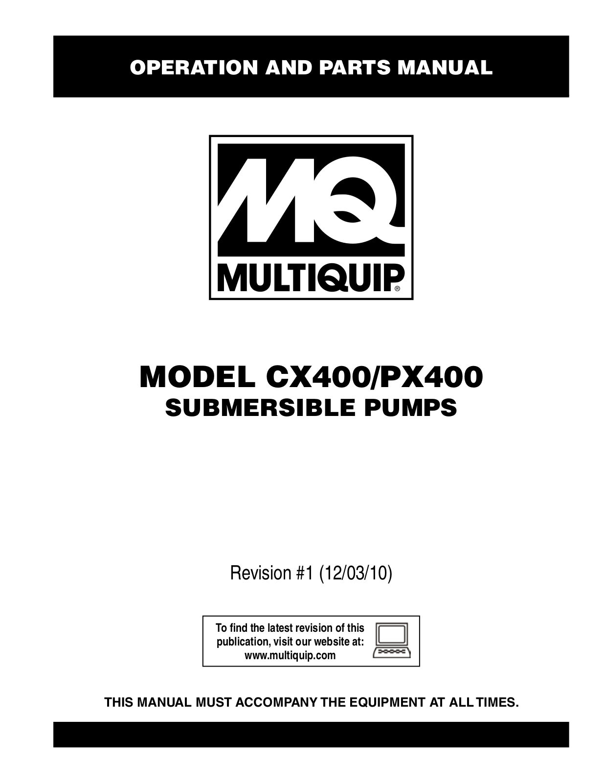 Multiquip px400, cx400 User Manual