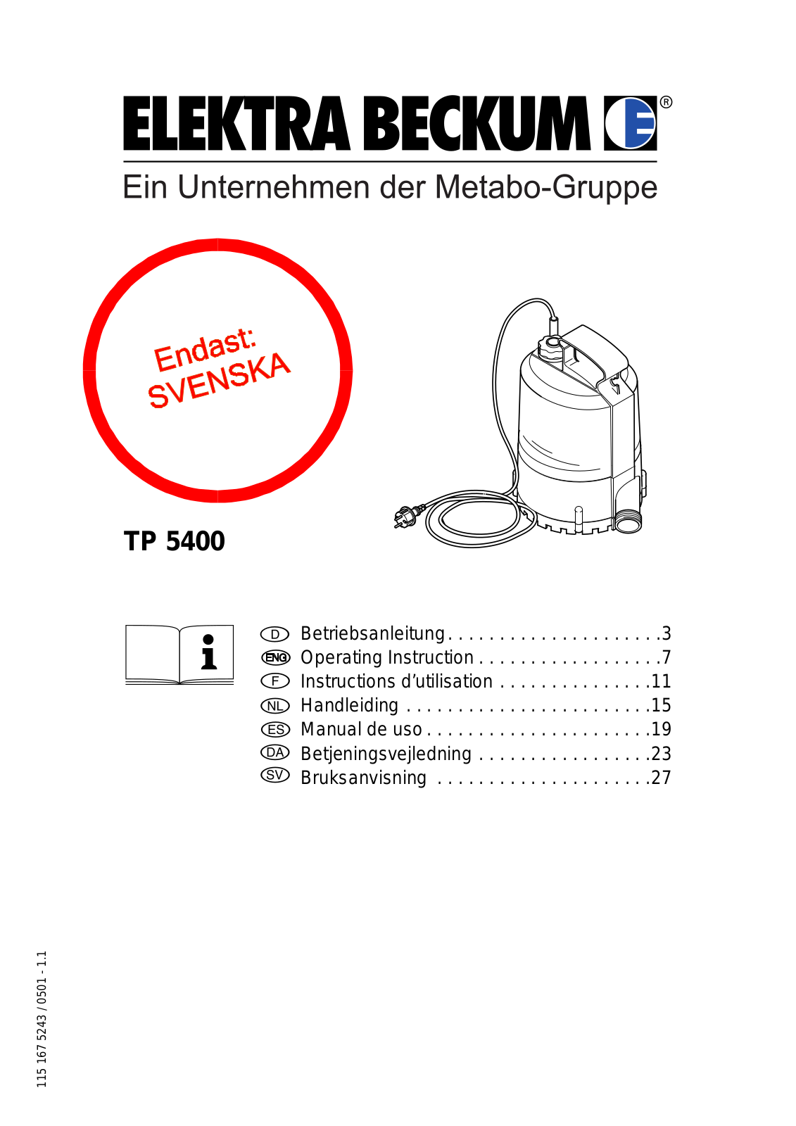 Elektra Beckum TP 5400 User Manual