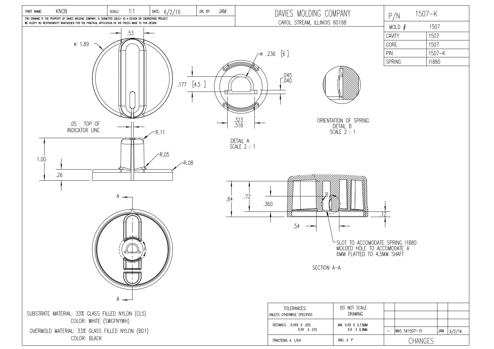 Davies Molding 1507-K Reference Drawing