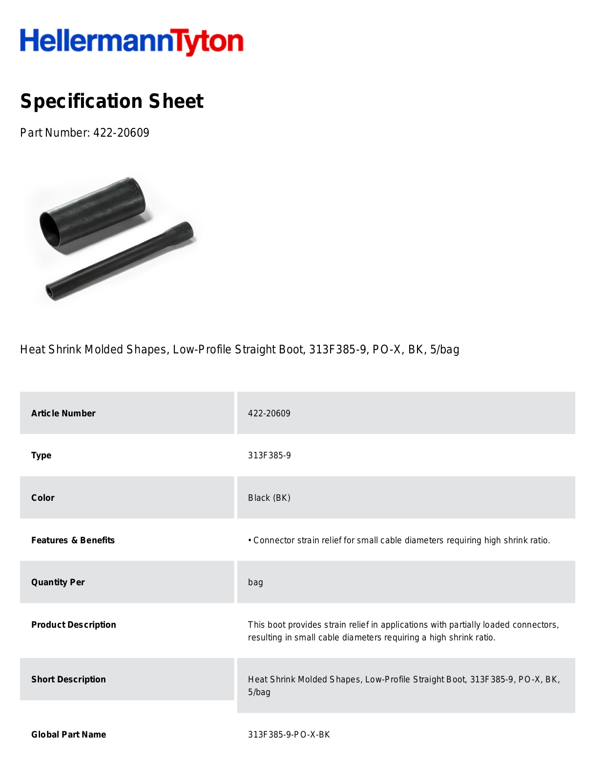 HellermannTyton 422-20609 Specification Sheet - ManualMachine.com