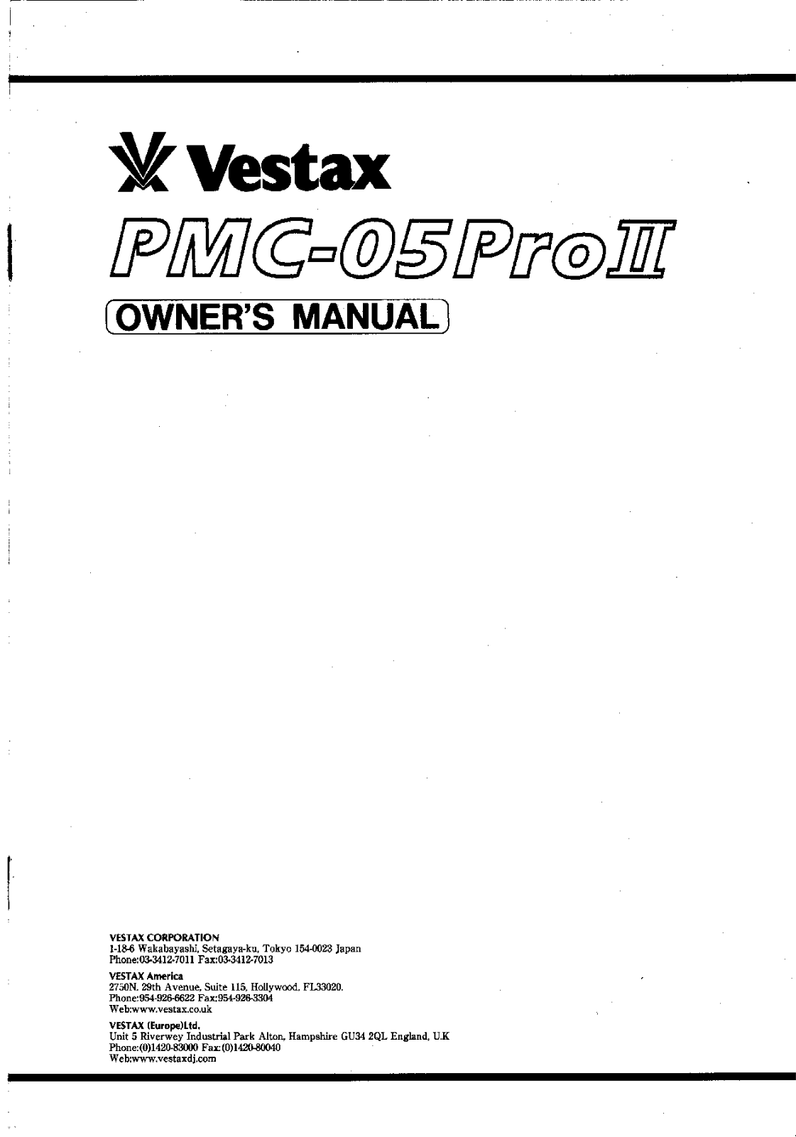 Vestax PMC-05PROIII User Manual