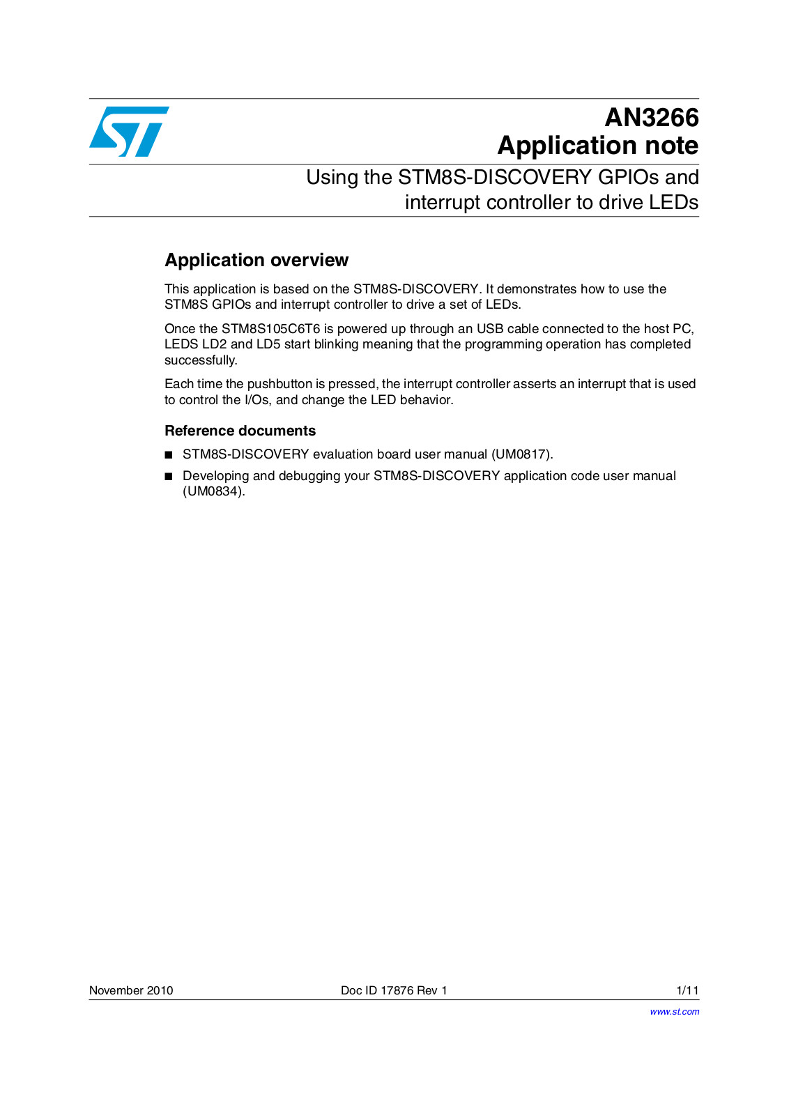 ST AN3266 Application note