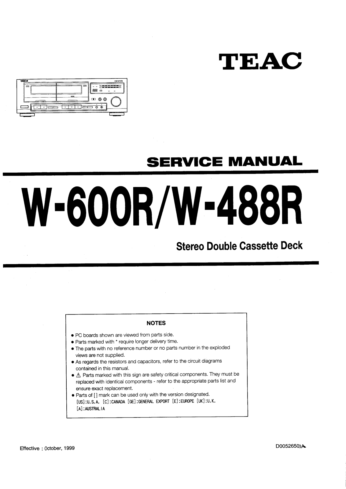 TEAC W-488-R Service manual