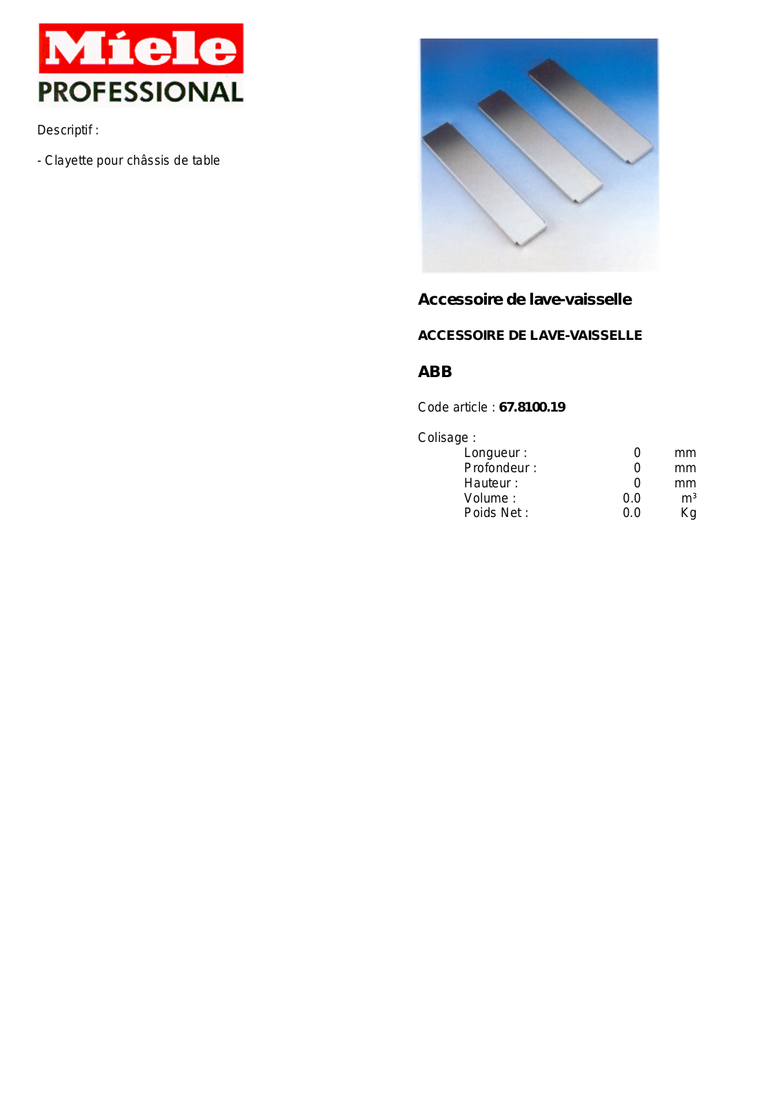 MIELE ABB DESCRIPTIF User Manual