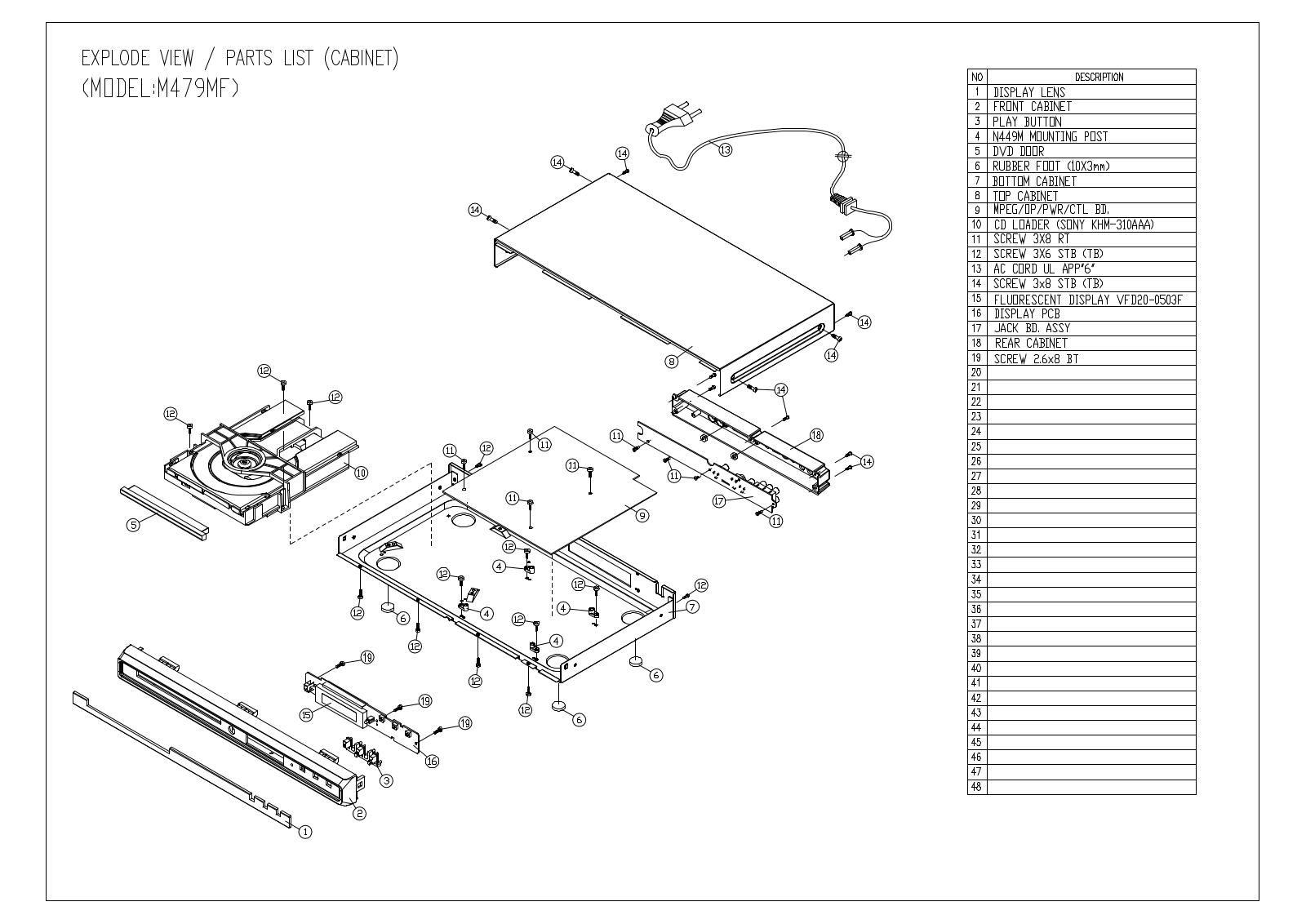 Vitek M479MF Exploded view