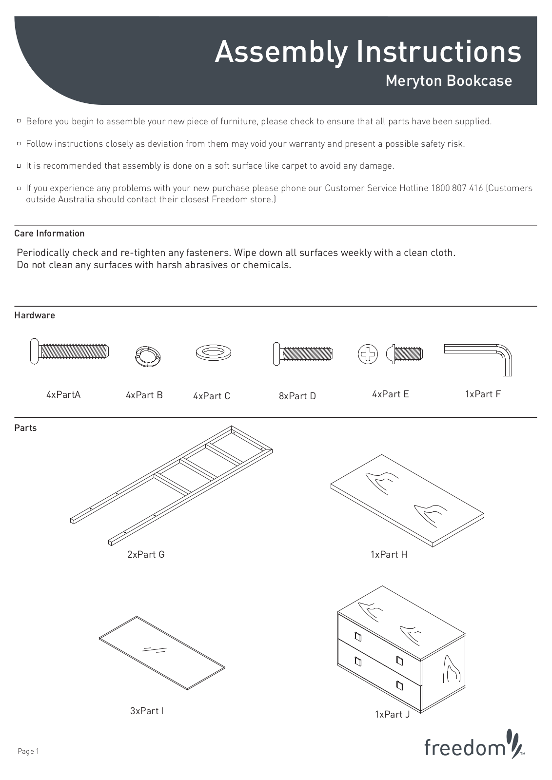 Freedom Meryton Bookcase Assembly Instruction - ManualMachine.com