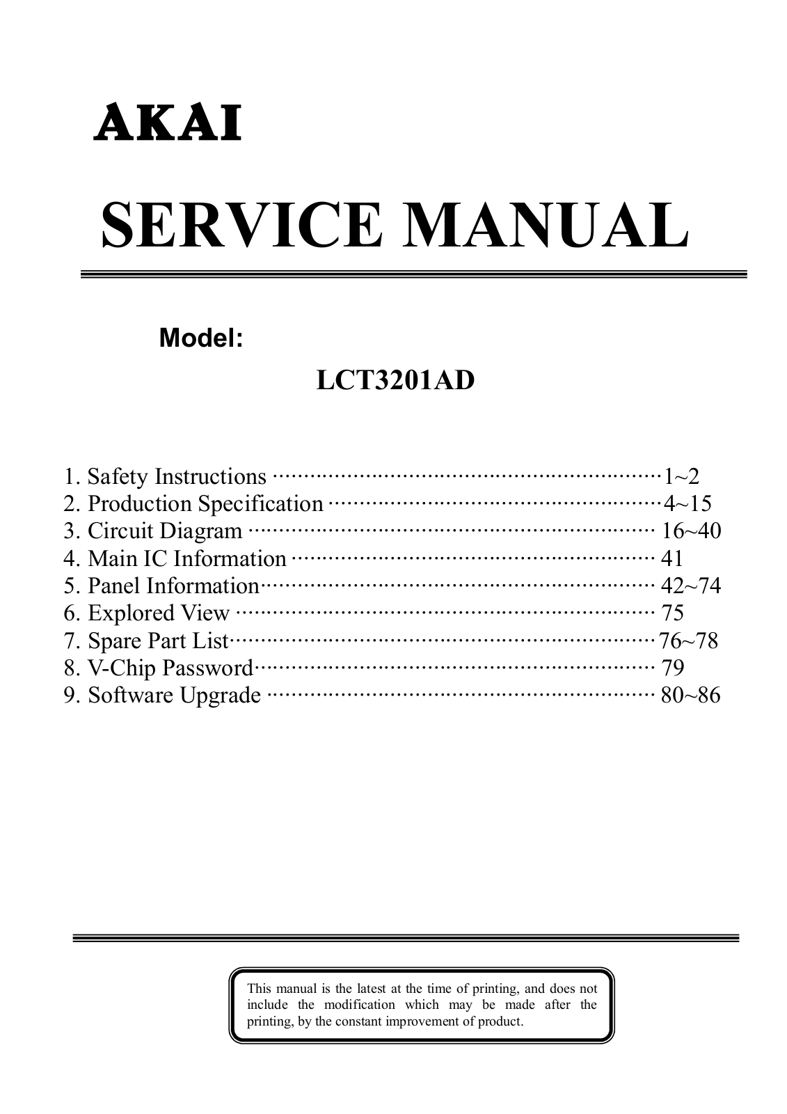 Akai LCT3201AD Service Manual