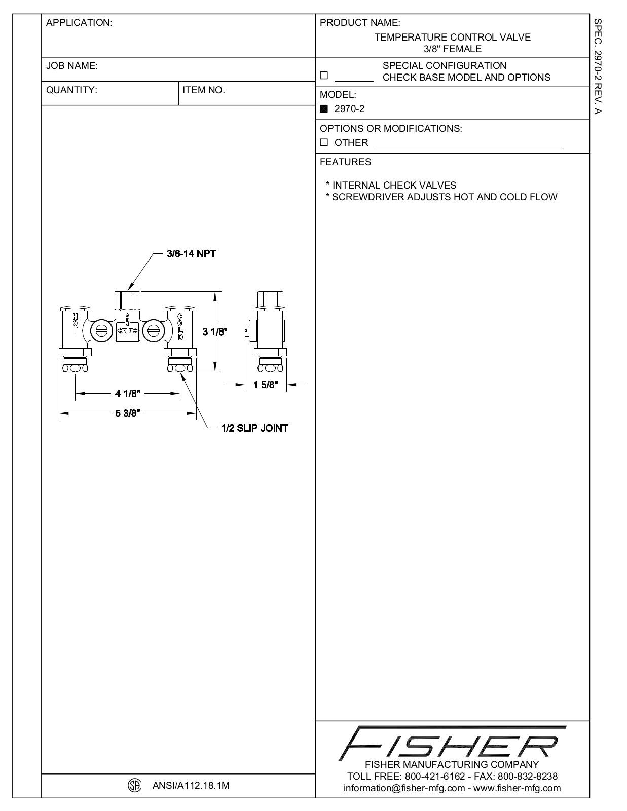 Fisher Manufacturing 2970-2 User Manual