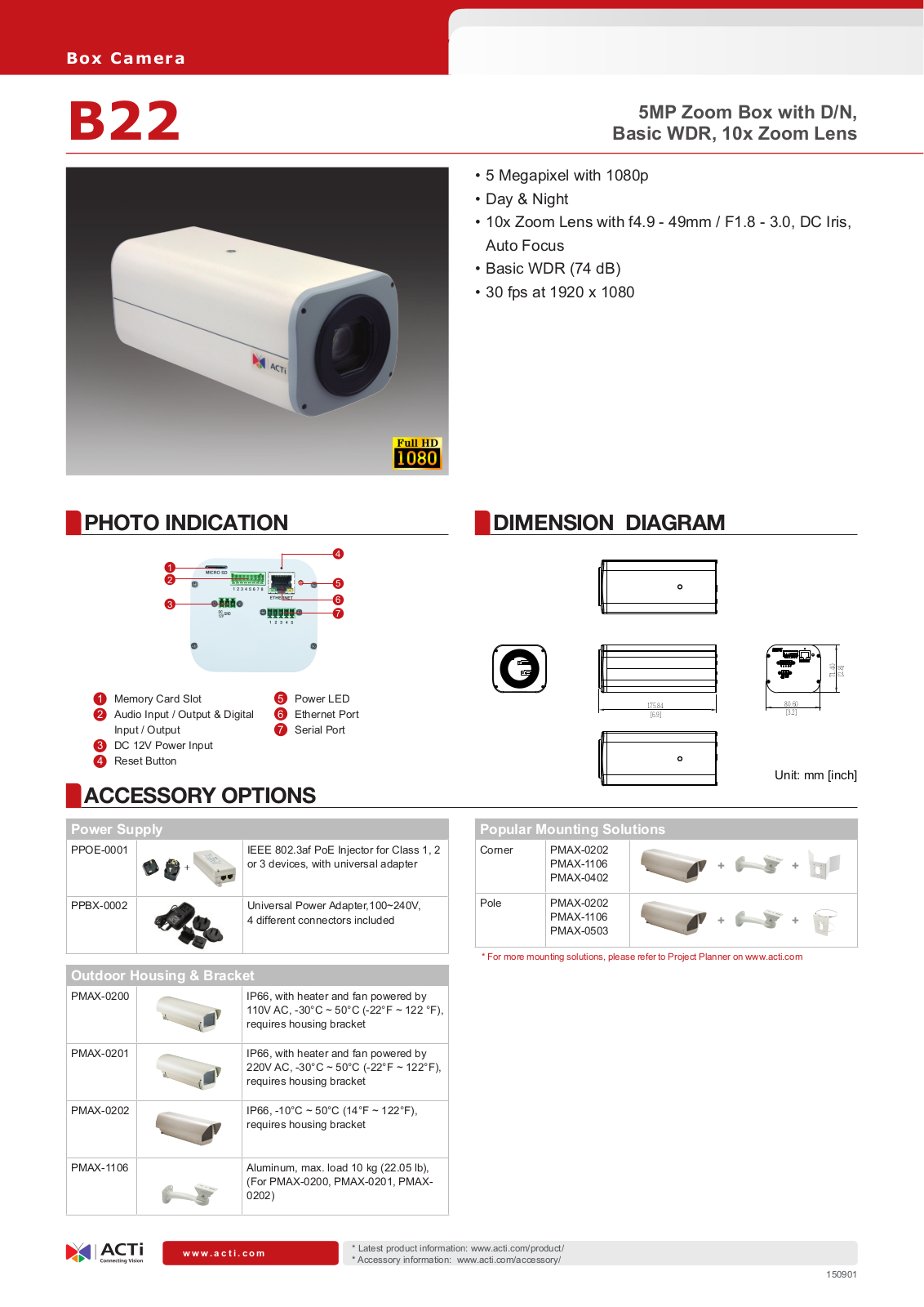 ACTi B22 Specsheet