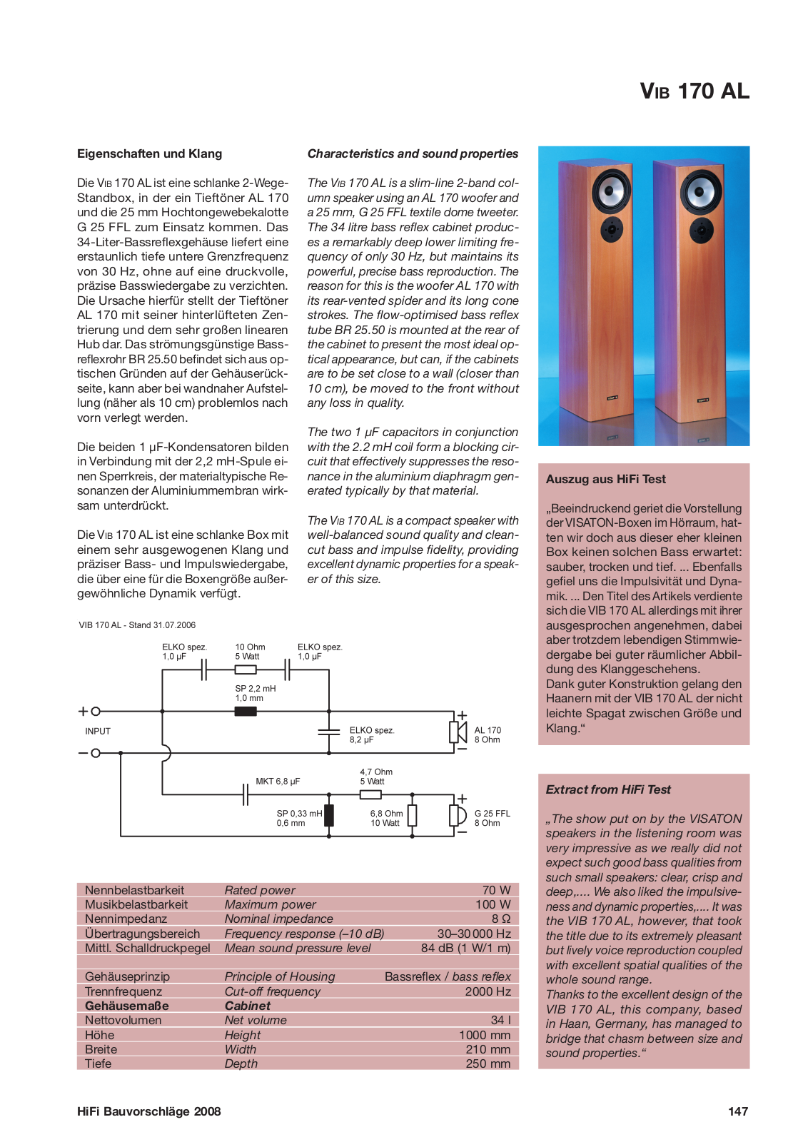 VISATON VIS VIB 170 AL Datasheet - ManualMachine.com