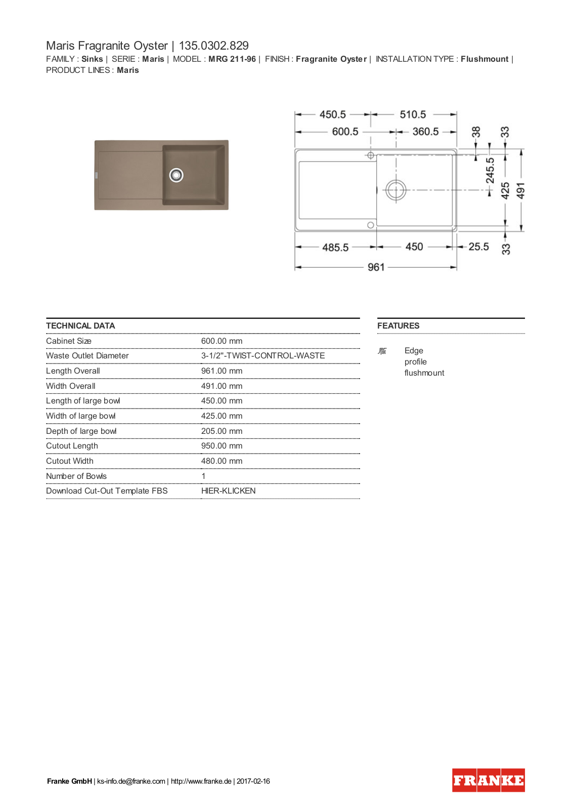 Franke 135.0302.829 Service Manual