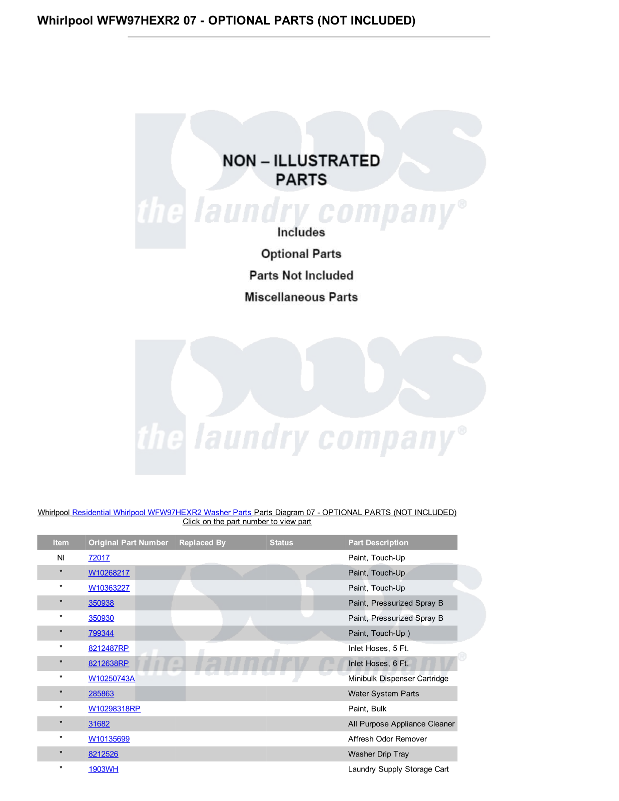 Whirlpool WFW97HEXR2 Parts Diagram