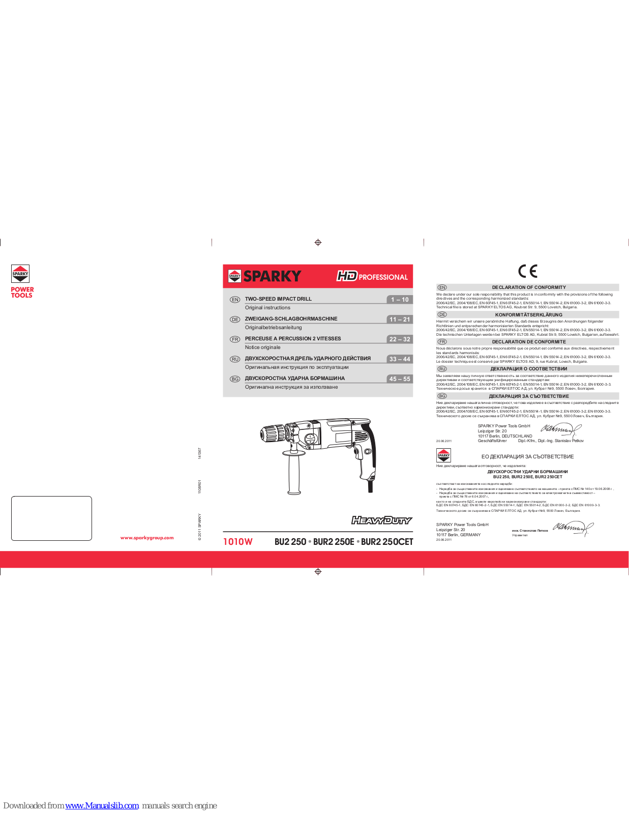 Sparky Group BU2250, BUR2250E, BUR2250CET Original Instructions Manual