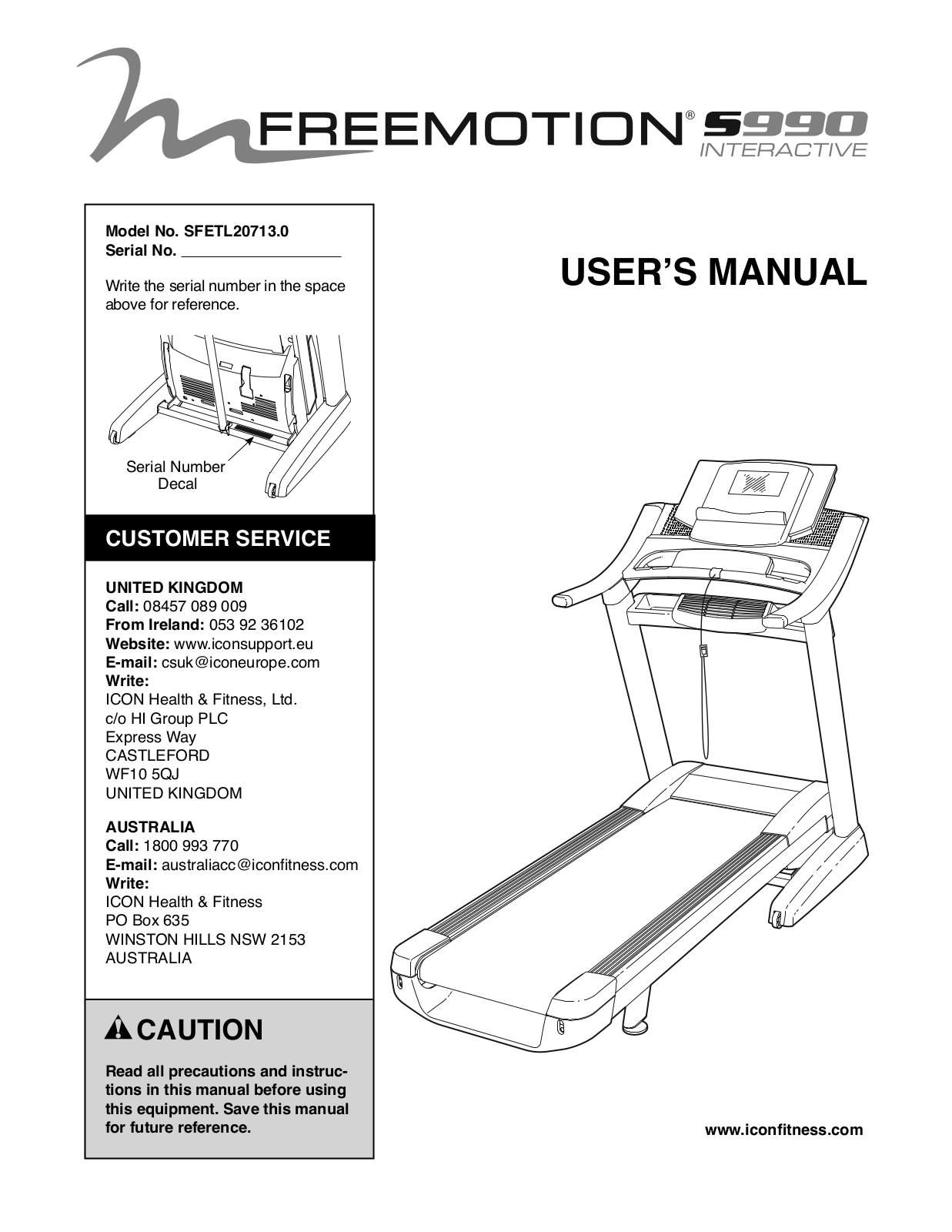 FreeMotion SFETL20713-EU0, SFETL20713-AUS0, SFETL207130 Owner's Manual