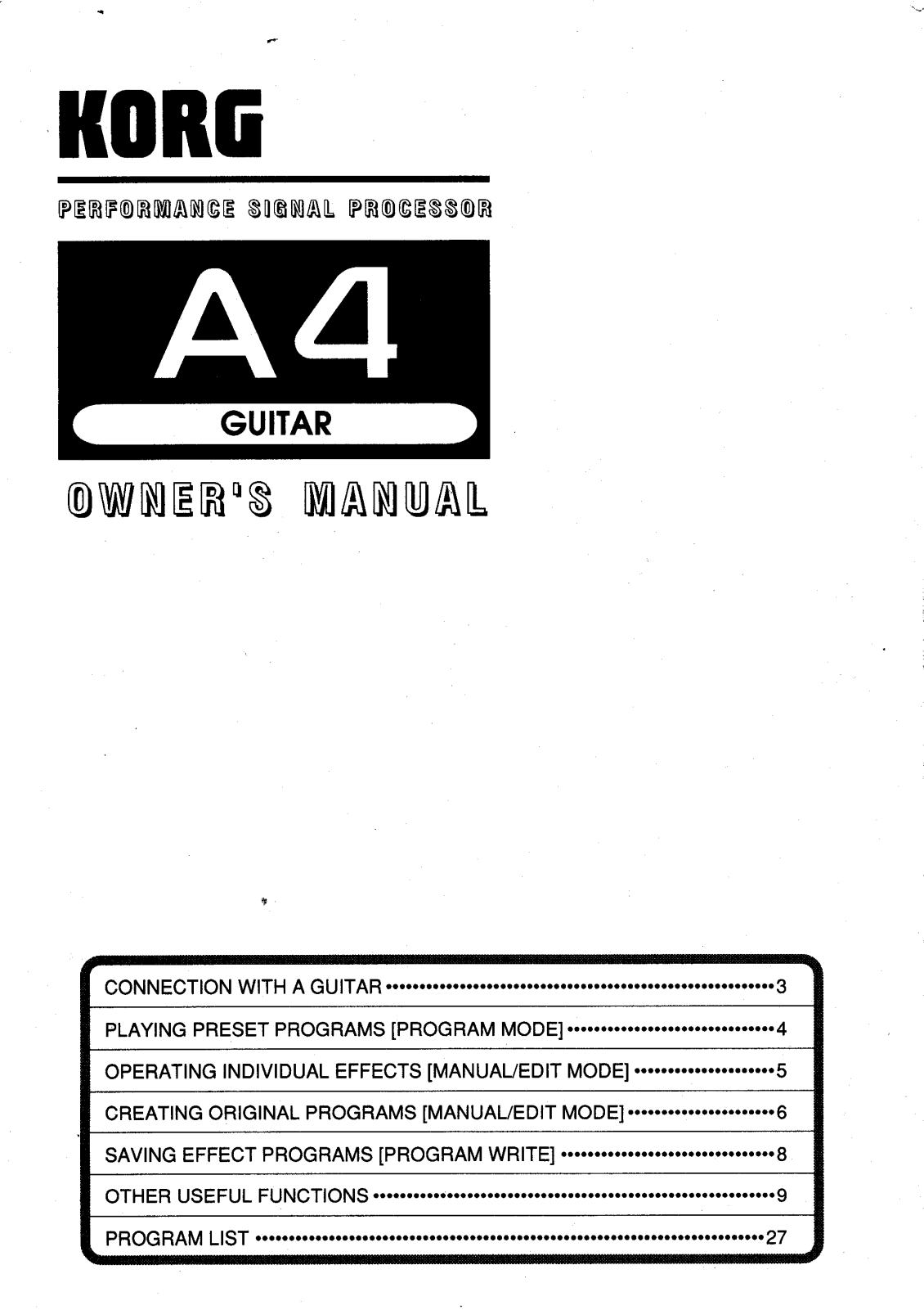 Korg A4 User Manual
