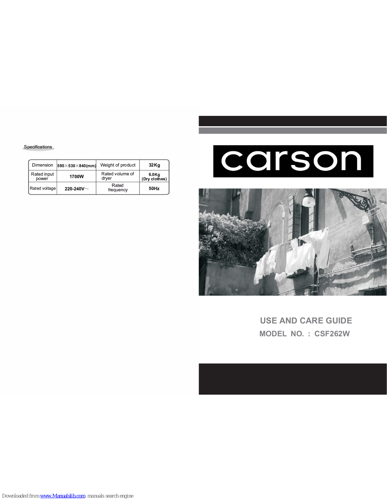 Carson CSF262W Use And Care Manual