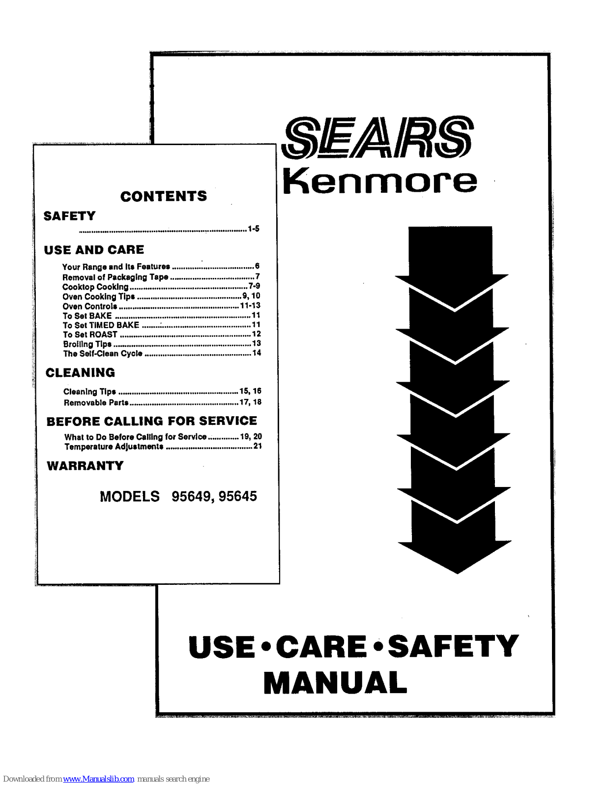 Kenmore 95649, 95645 Use, Care, Safety Manual - ManualMachine.com