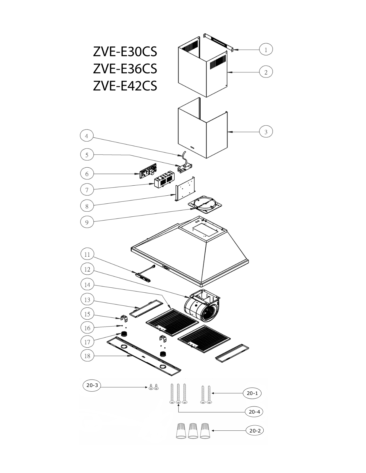 Zephyr ZVEE36CS, ZVEE42CS, ZVEE30CS Diagram