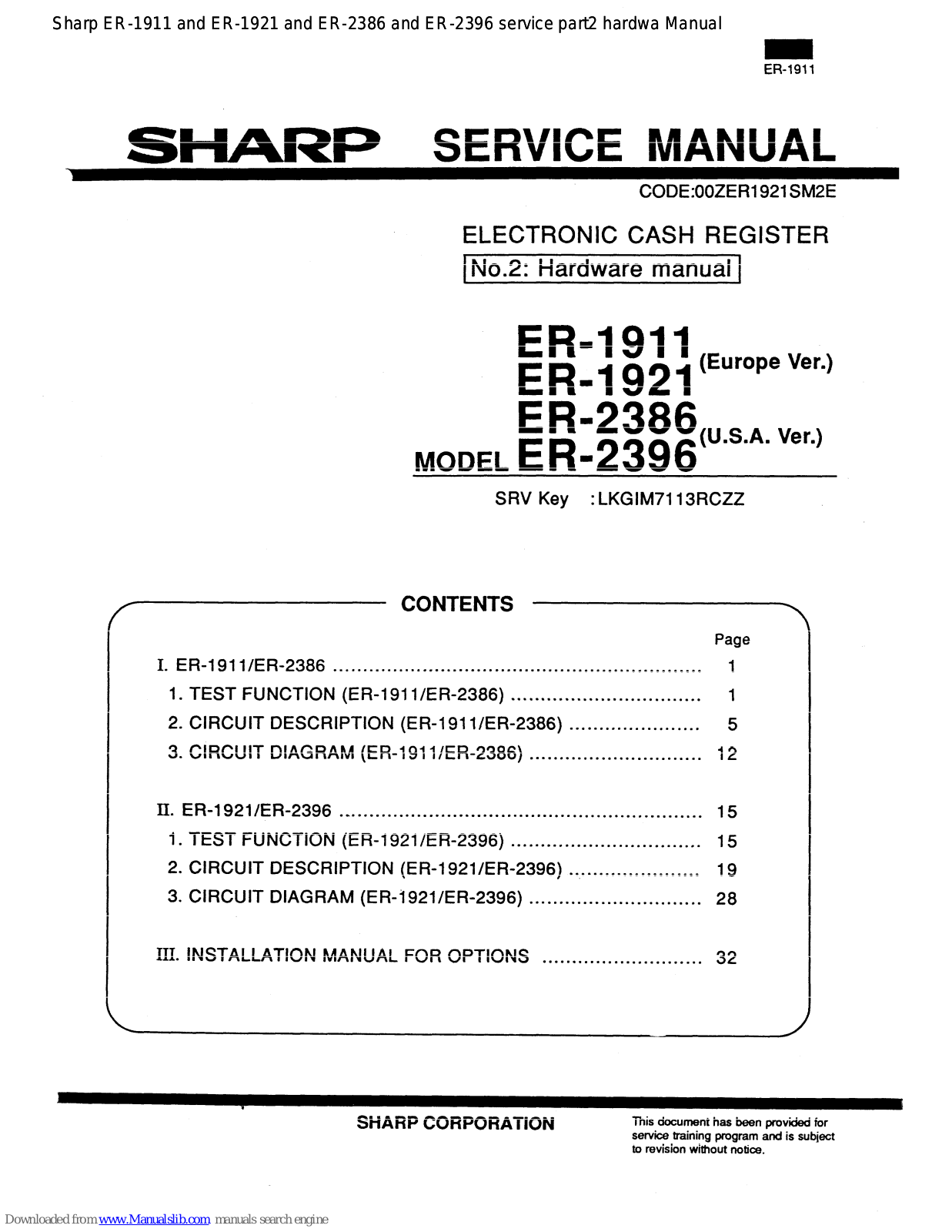 Sharp ER-1911, ER-1921, ER-2386, ER-2396 Service Manual - ManualMachine.com
