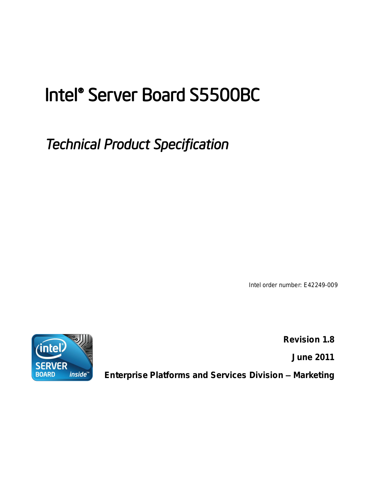 Intel SC5650BCDP, SC5650BC Technical Product Specification