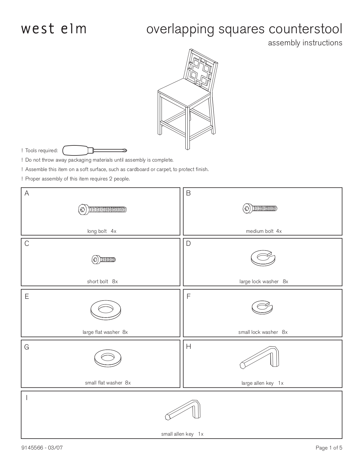 West Elm Overlapping-Squares Counterstool Assembly Instruction