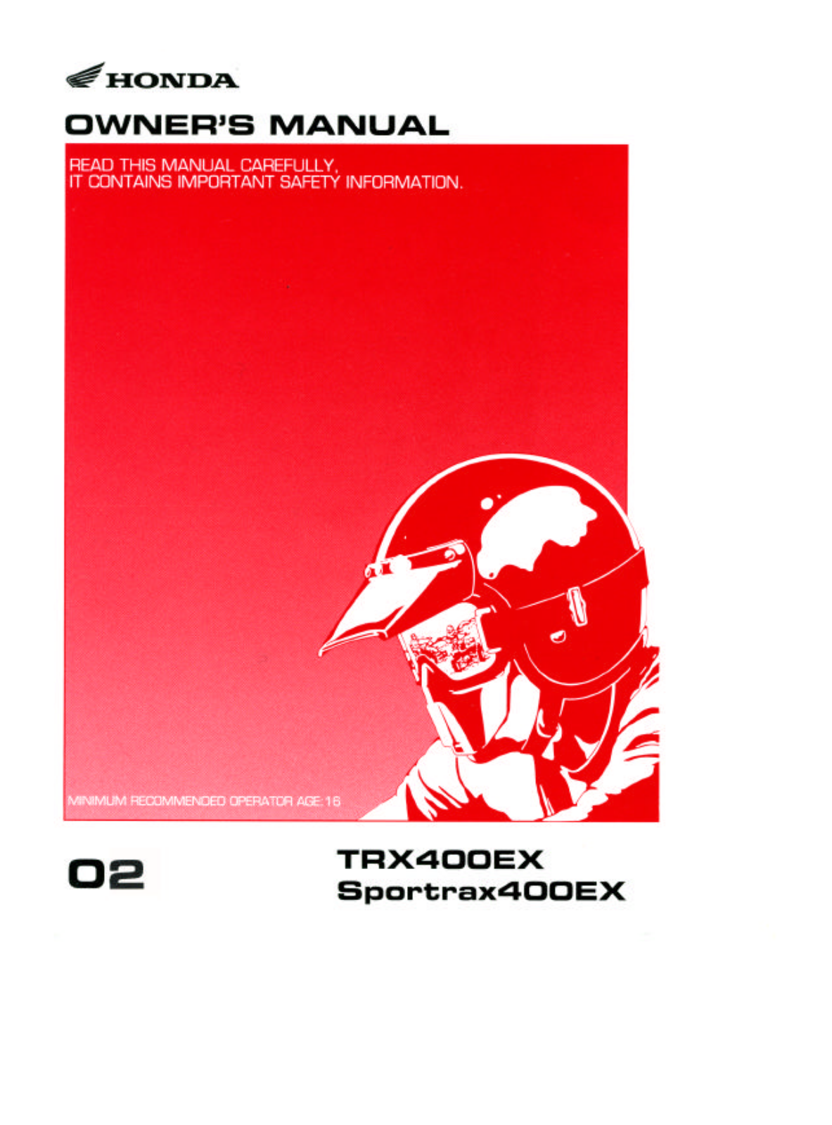 Honda TRX400EX 2002 Owner's Manual