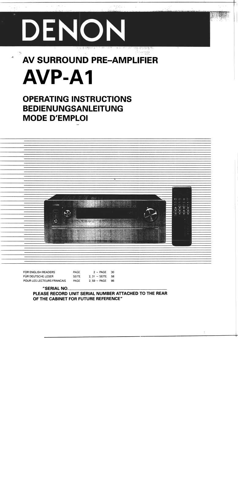 Denon AVP-A1 Owner's Manual